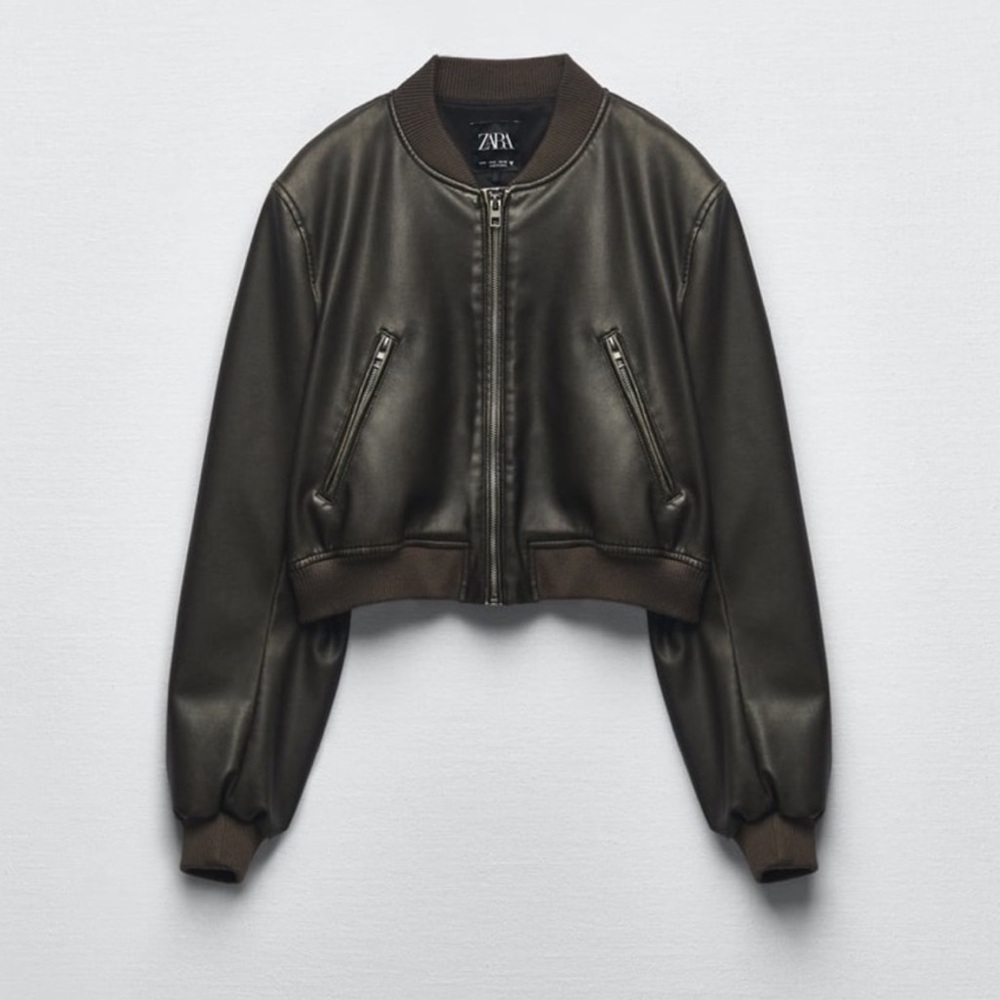 Zara Faux Leather Bomber Jacket